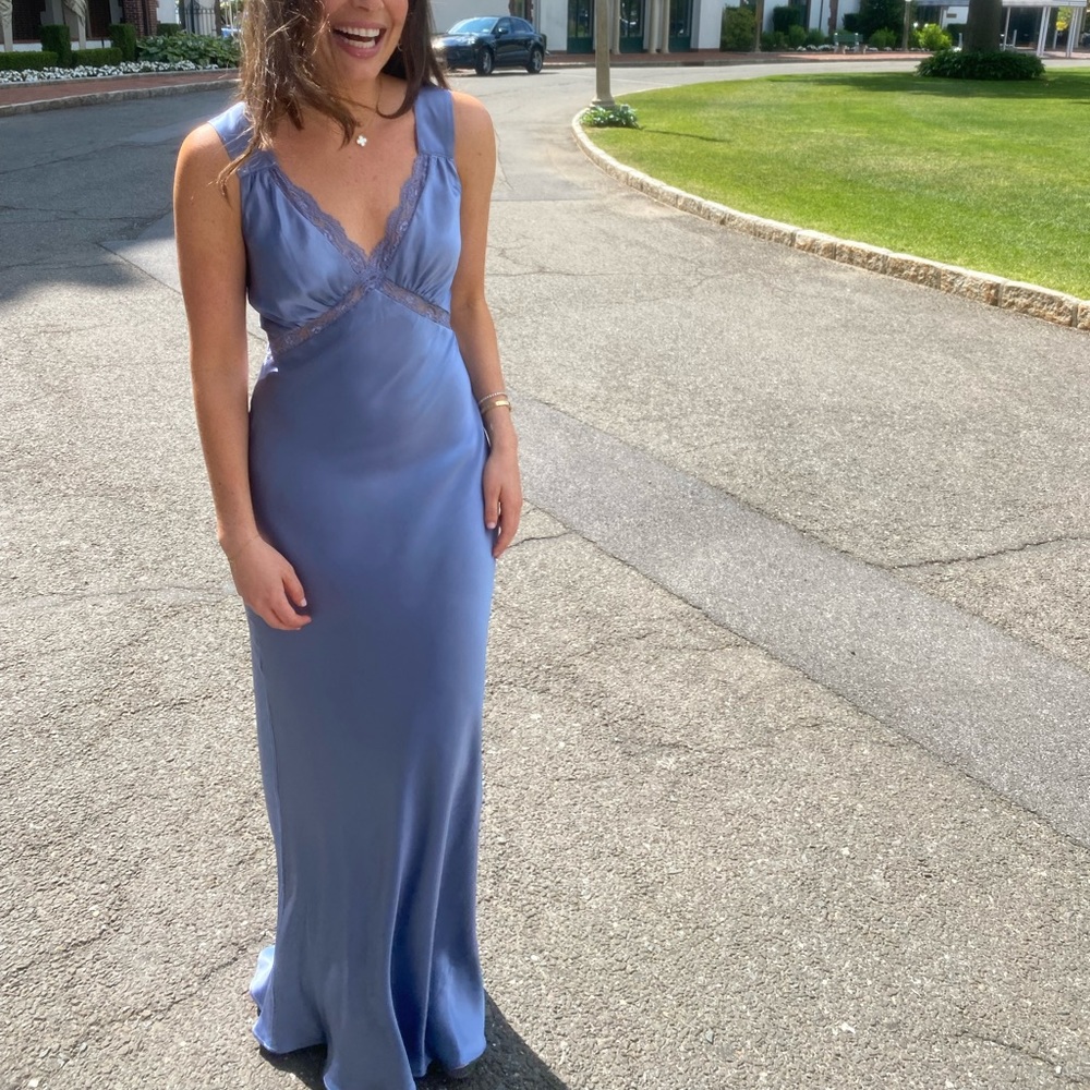 Reformation blue silk lace dress - worn once, dry cleaned